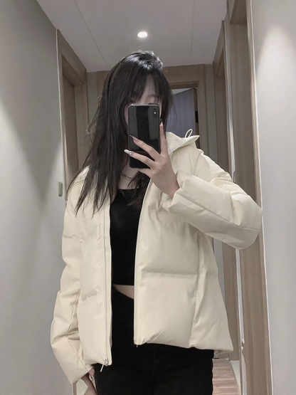 Padded women's winter jacket with hood