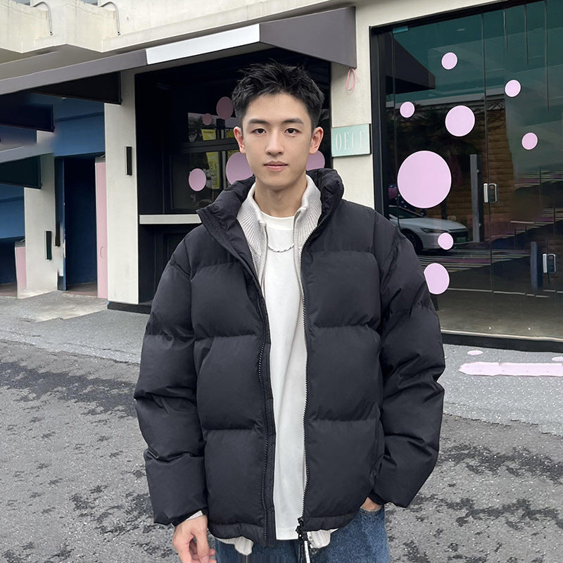 Padded men's winter jacket with stand-up collar