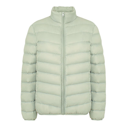 Light women's down jacket with stand-up collar
