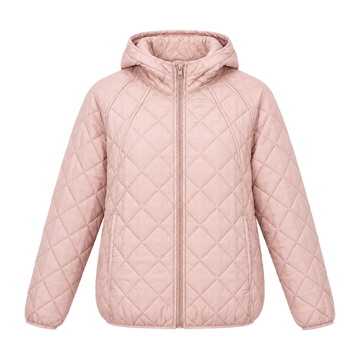 Light women's padded jacket with hood, loosely cut