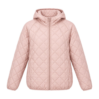 Light women's padded jacket with hood, loosely cut