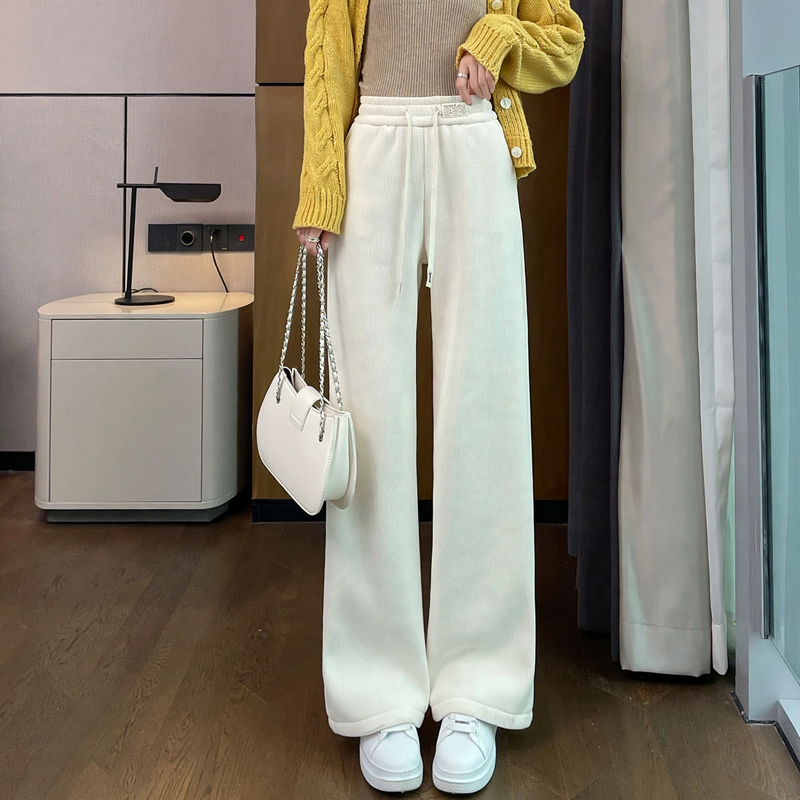 Narrow chenille cord pants for women