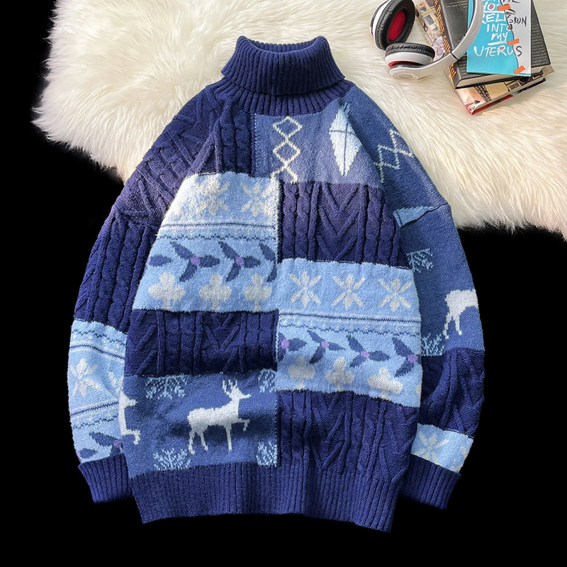 Padded turtleneck sweater in retro style