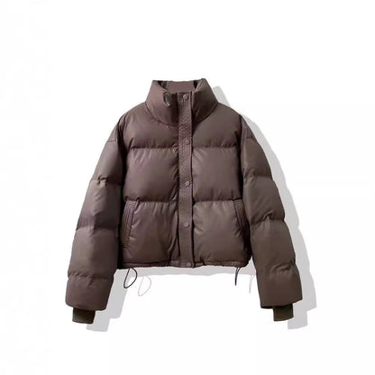 Short, loose women's winter jacket in modern style