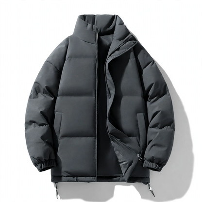 Unisex quilted jacket, stand-up collar, padded, solid color
