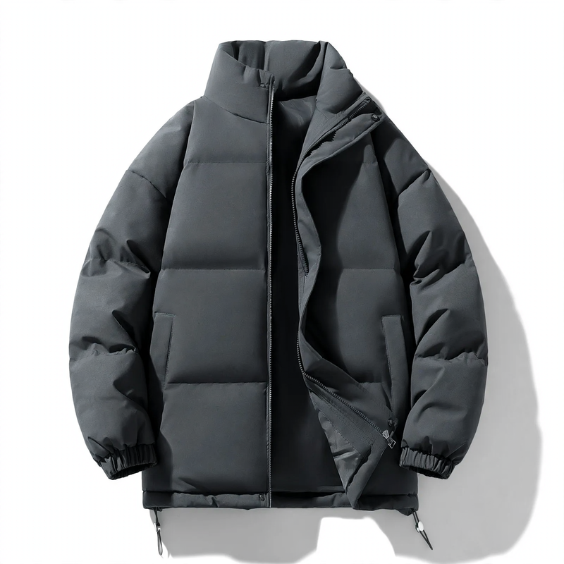 Unisex quilted jacket, stand-up collar, lined, solid color