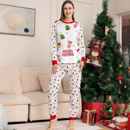 Christmas pajama set for families with Christmas tree motif