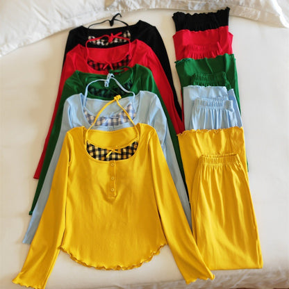 Women's Pajama Set, Long Sleeve, Cotton, with Chest Padding