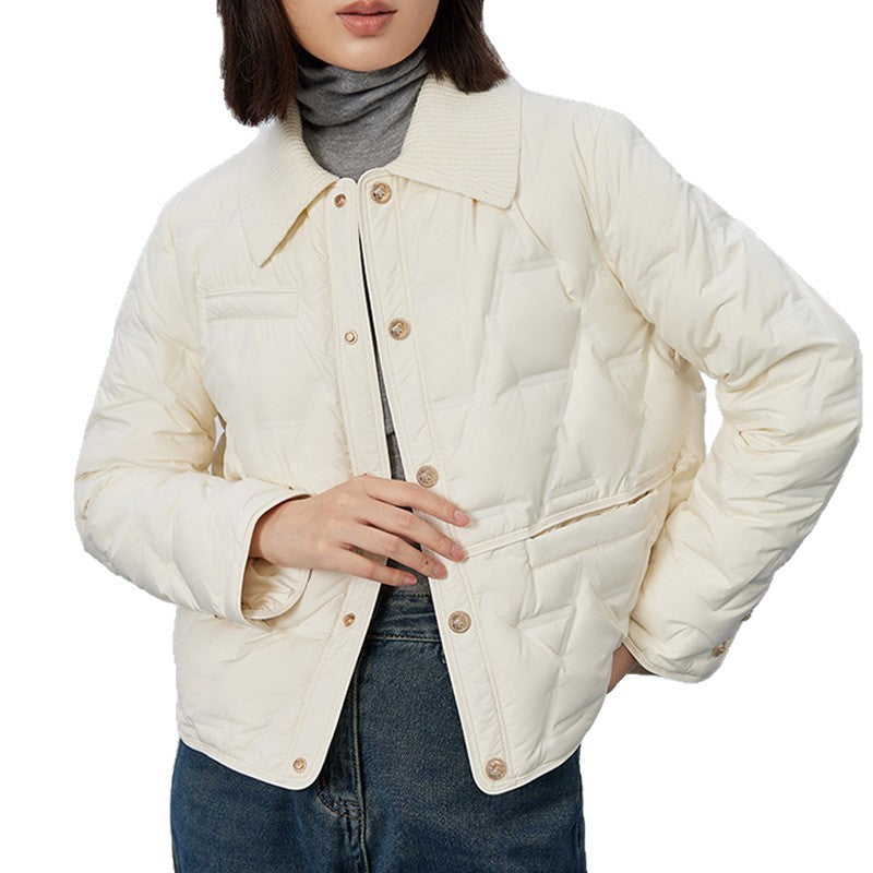 Lightweight, short women's down jacket