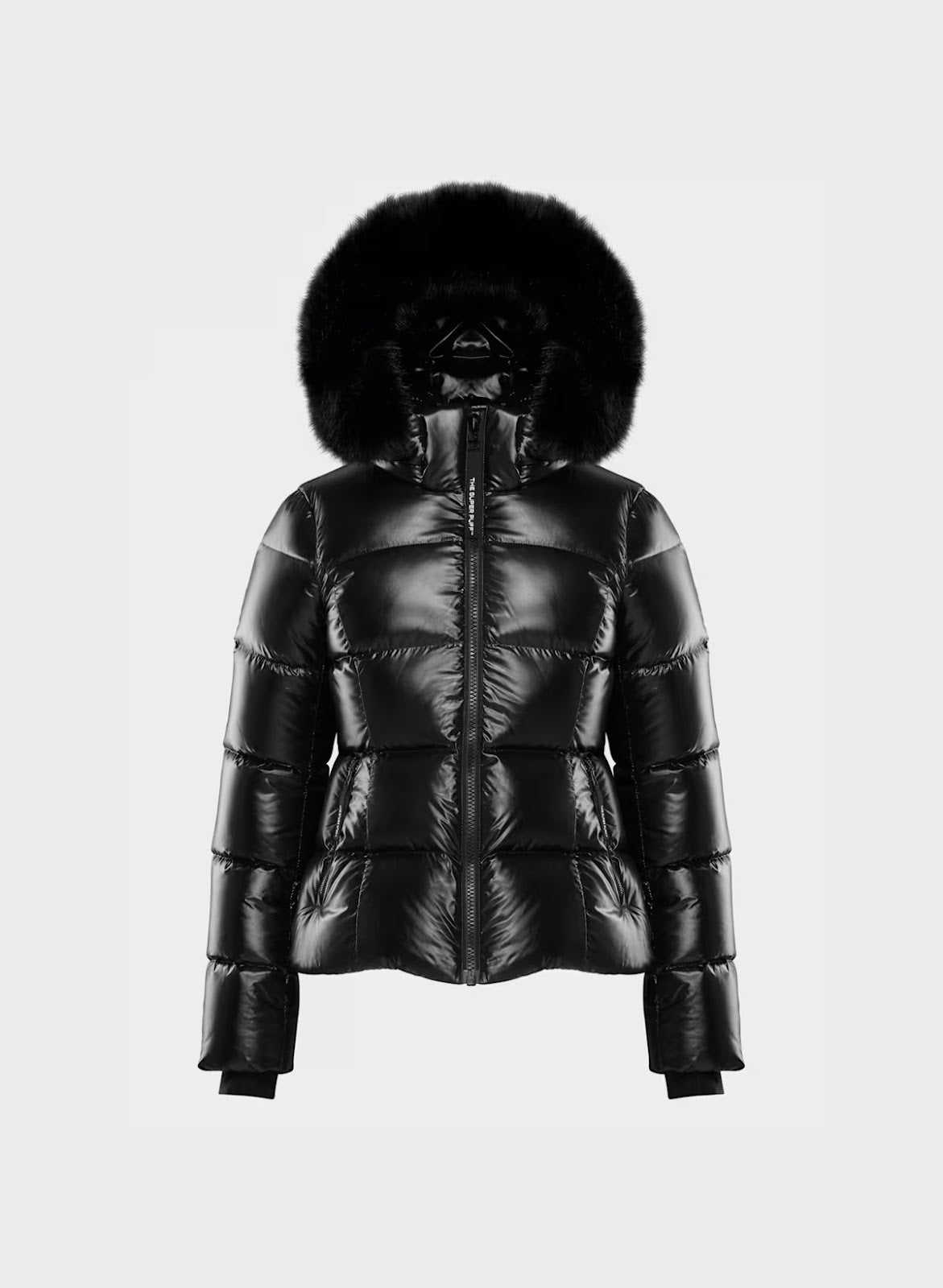 Women's down jacket with hood and faux fur collar