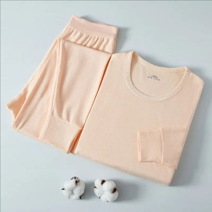 Cotton Thermal Underwear Set, Round Neck