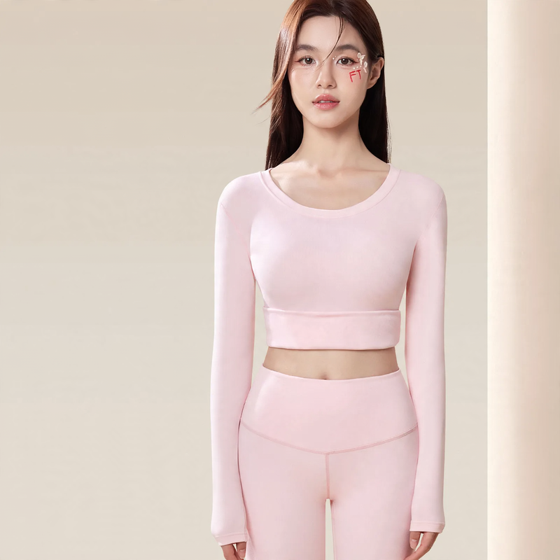 Women's thermal underwear set, elastic, round neck