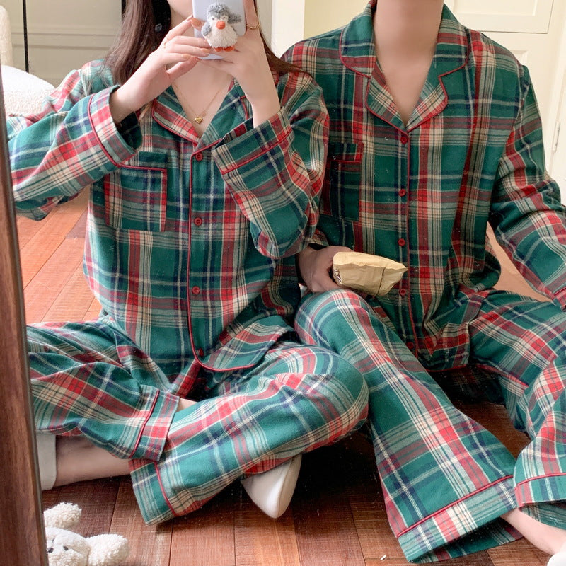 Christmas check house suit for women, brushed