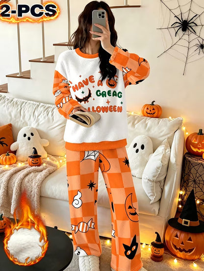 Christmas House Suit Set made of Flannel for Women