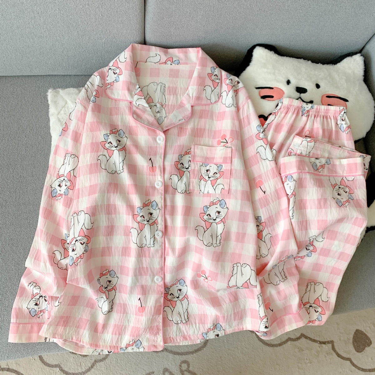 Ladies' Pajama Set, long-sleeved, with button placket, Cartoon style