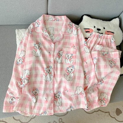 Ladies' Pajama Set, long-sleeved, with button placket, Cartoon style