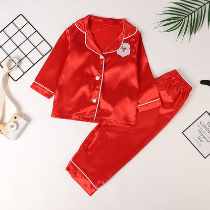 Children's Pajamas made of Ice Silk, Long Sleeved, Christmas-themed