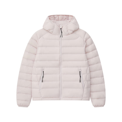 Women's down jacket with hood, quilted, warm