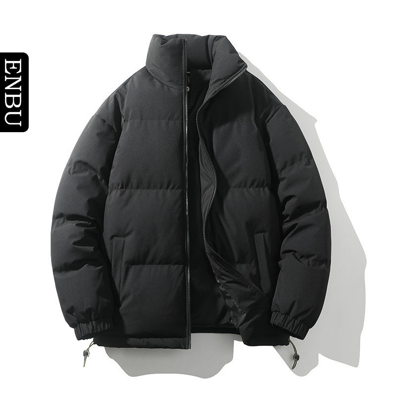 Padded men's quilted jacket with stand-up collar