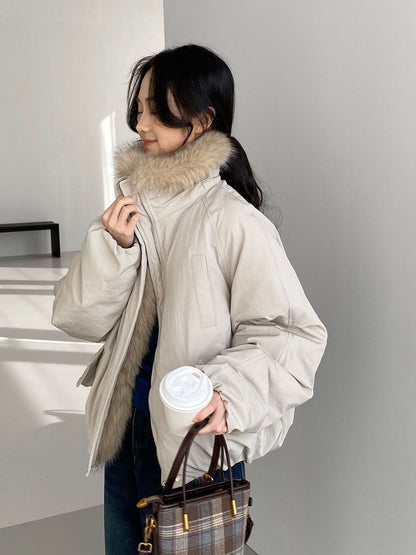 Ladies' Down Parka with Faux Fur Collar