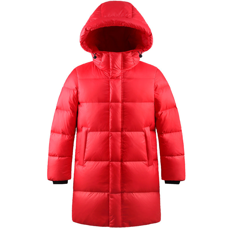 Mid-length women's down coat with 95% white goose down filling