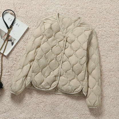 Light down jacket with V-neck for women and men