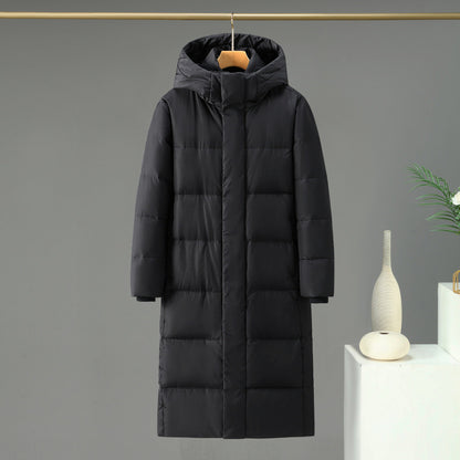 Long down coat, knee-length, for men and women