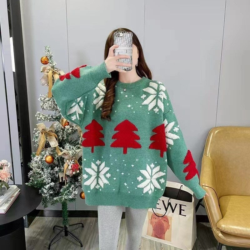 Casual knitted pullover with round neck
