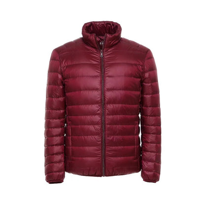 Simple men's down jacket with stand-up collar