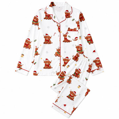 Women's Pajamas, Long Sleeve, with Cartoon Christmas Design