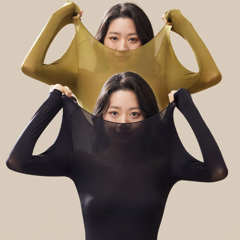 Women's thermal underwear set, ultra-thin, round neckline