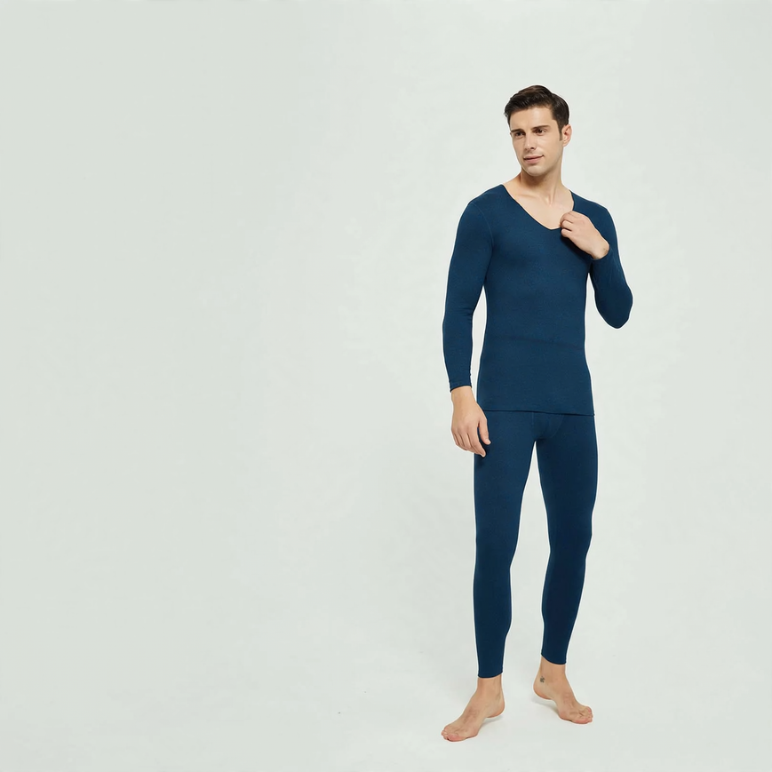 Men's Thermal Set, V-Neck, Brushed, Seamless