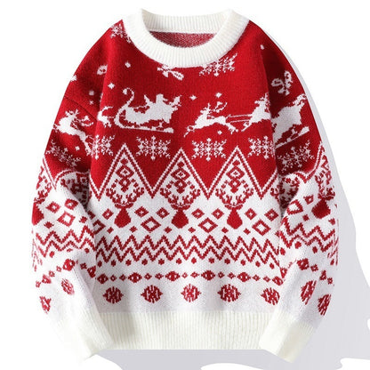 Knit pullover with round neck, floral pattern