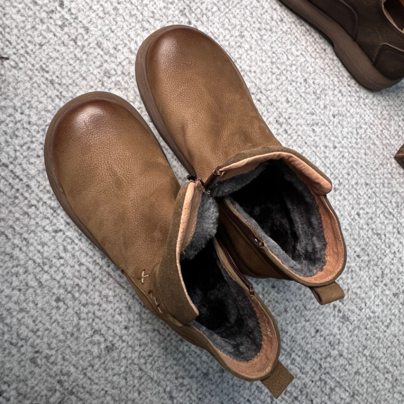 Men's Chelsea boots made of real leather, lined, with zipper
