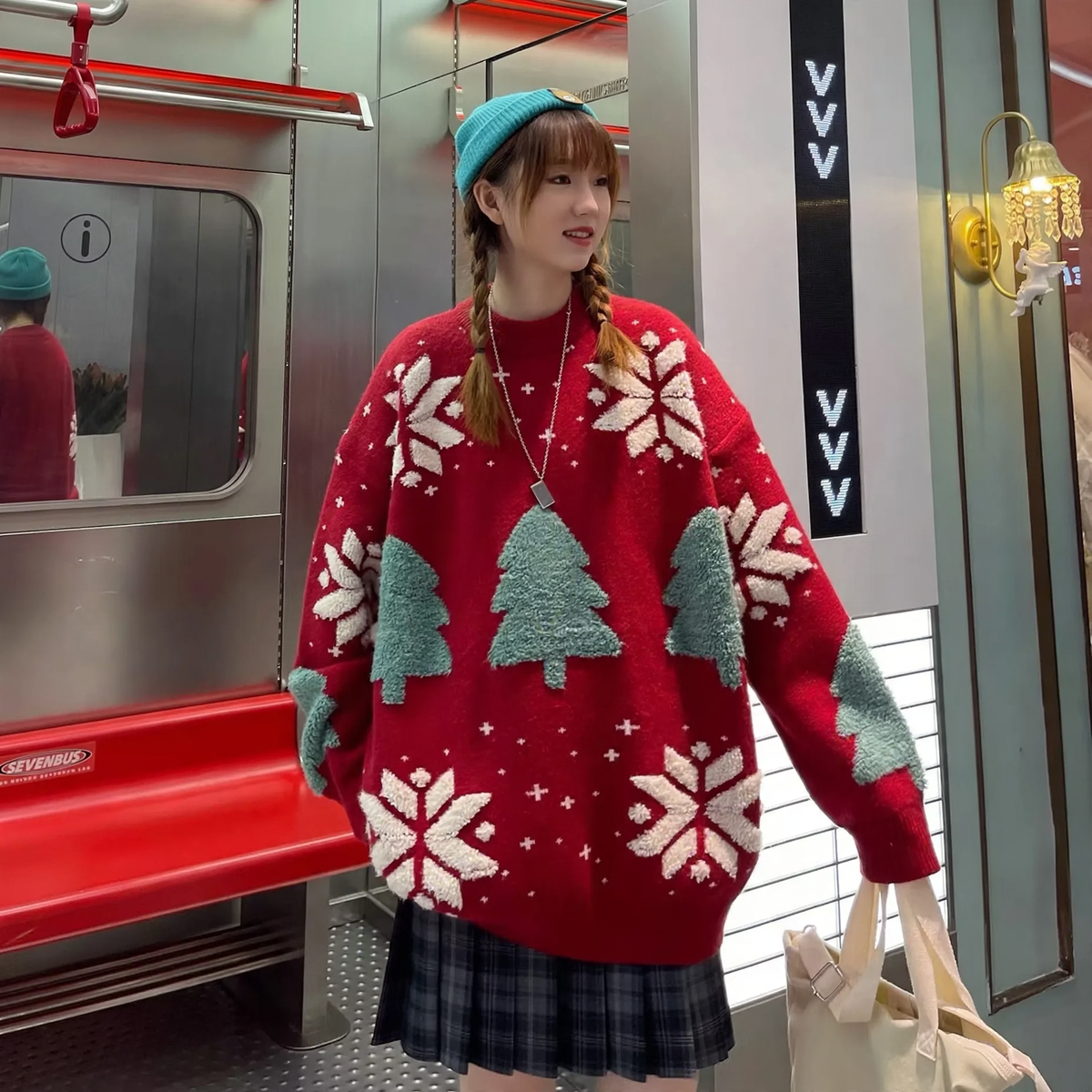 Christmas sweater with snowflakes, unisex, plus sizes
