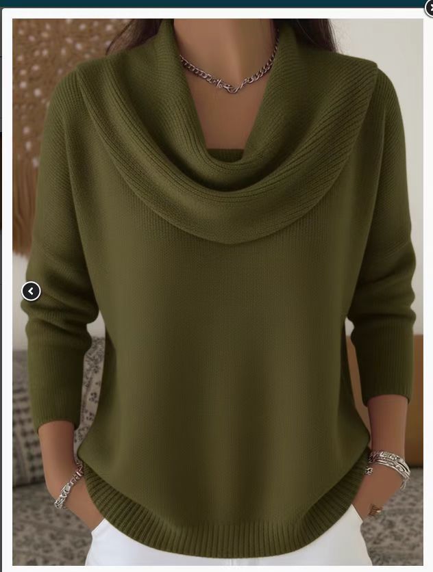 Loose pullover with wide collar, solid color