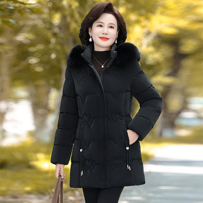 Padded women's winter coat with hood
