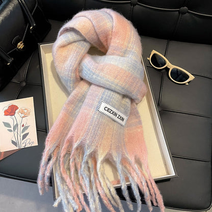 Checked scarf with gradient