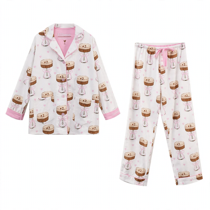 Women's pajama set, cotton, brushed on both sides, warm
