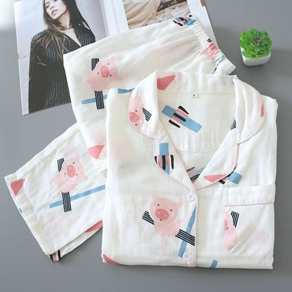 Women's Pajama Set, Long Sleeve, Cartoon Design