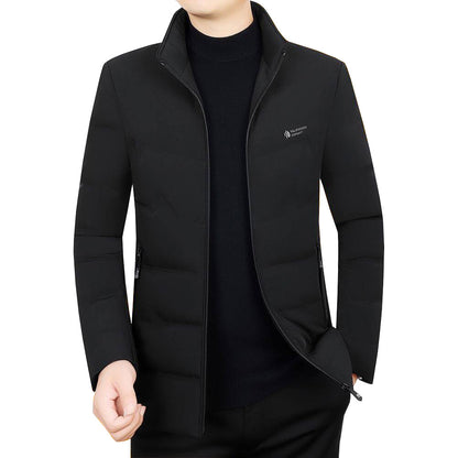 Men's down jacket with stand-up collar, white duck down