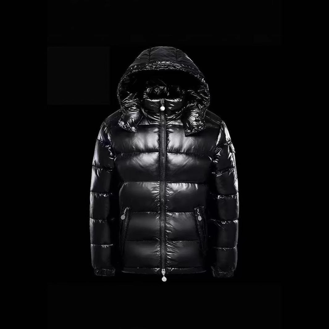 Short down jacket for men, with hood