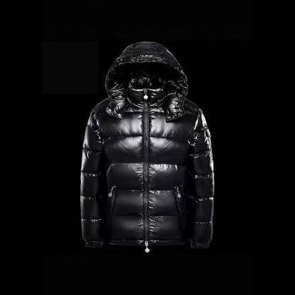 Short down jacket for men, with hood