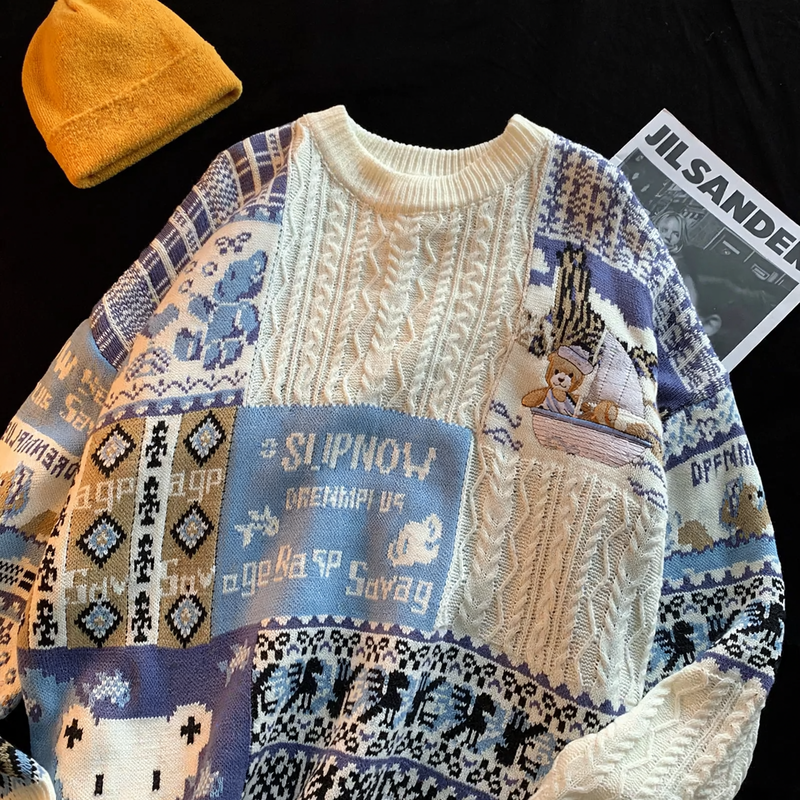 Locker knit sweater in Japanese style for couples