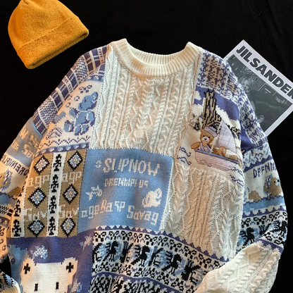 Locker knit sweater in Japanese style for couples