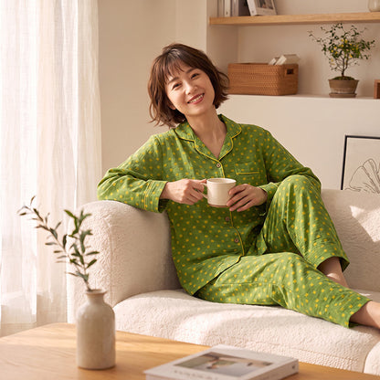 Women's Pyjama Set made of Cotton Double Gauze with Lapels
