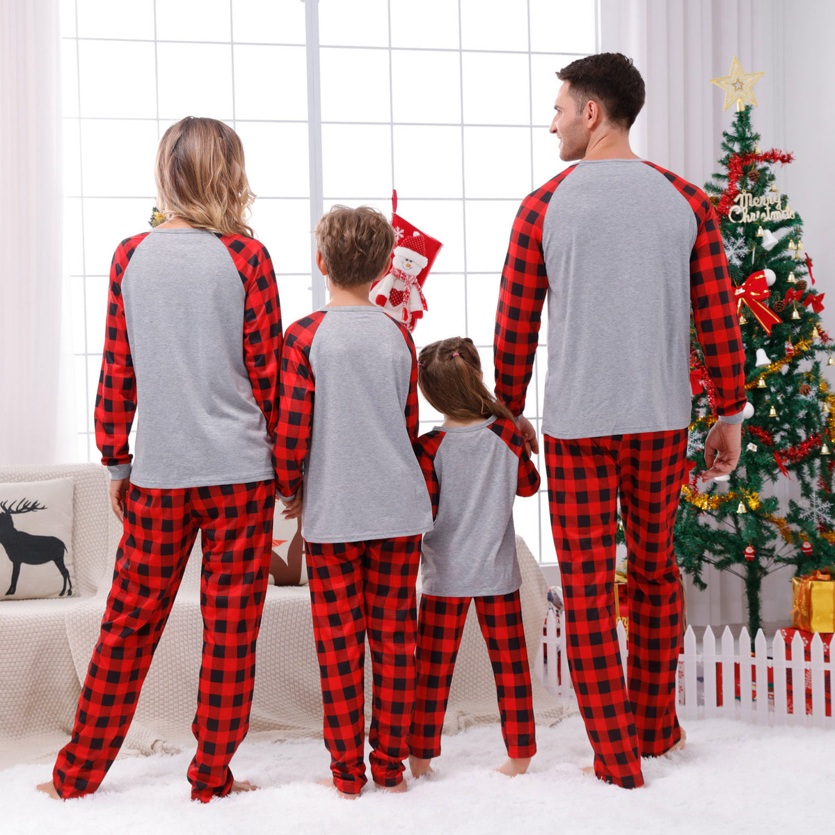 Family Pajama Set with Check Pattern
