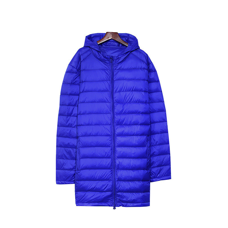 Men's down jacket, mid-length, plus sizes, with hood