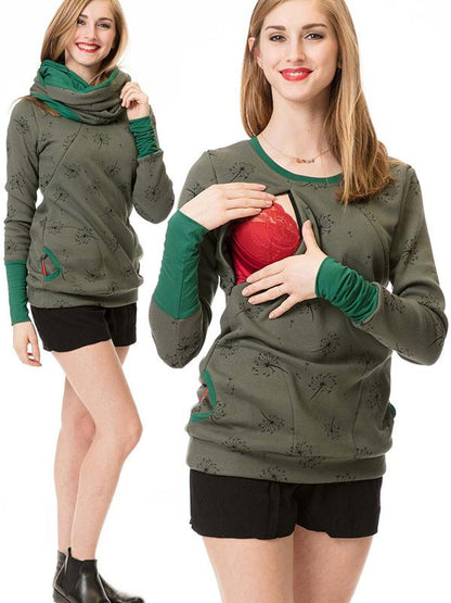 EVA-US | Maternity Chaps, Nurse Sweatshirts, Floral Print, Bags, Zipper, Nursing Clothing