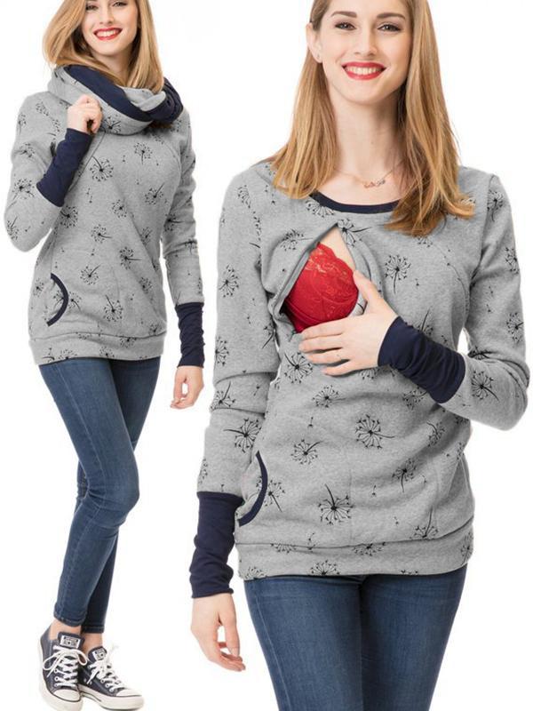 EVA-US | Maternity Chaps, Nurse Sweatshirts, Floral Print, Bags, Zipper, Nursing Clothing